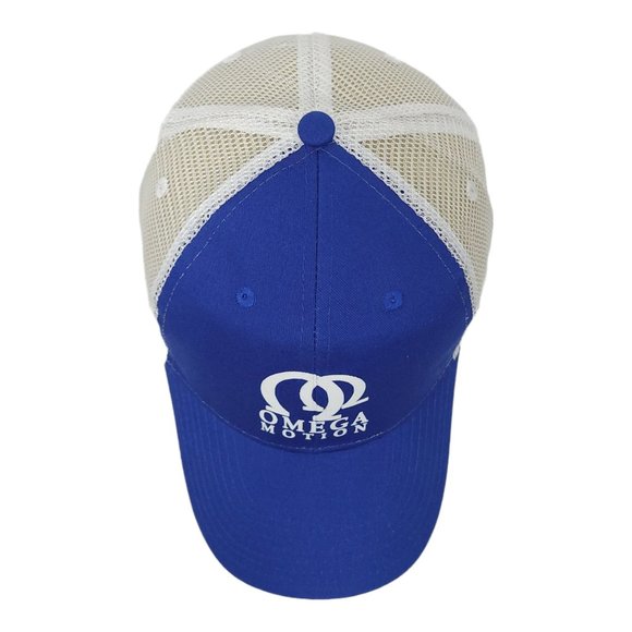 Omega Motion Mesh Strapback Cap Trucker Baseball Hat Vitronic Blue White - Picture 10 of 12
